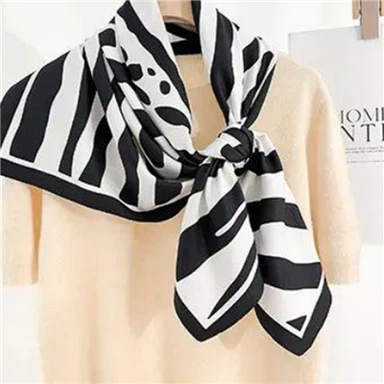 Black And White Silk Scarf